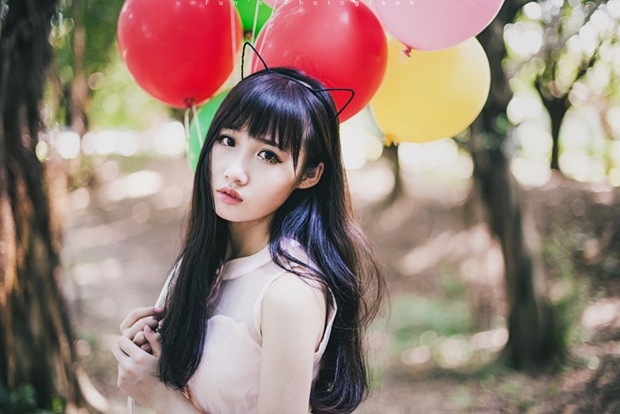 猫耳气球软妹萌美女图片