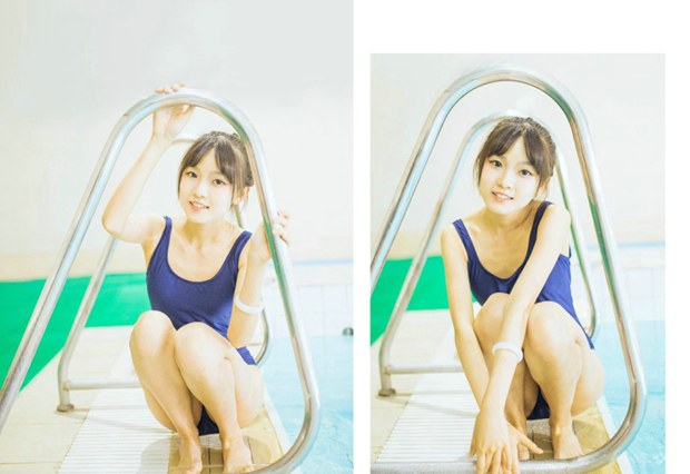 游泳池唯美可爱女生图片