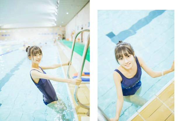 游泳池唯美可爱女生图片