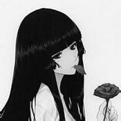 长发飘飘卡通黑白女生唯美头像