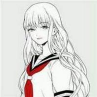 长发飘飘卡通黑白女生唯美头像