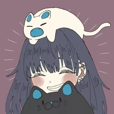 头上顶着猫的动漫图片 趴着的女生头像动漫