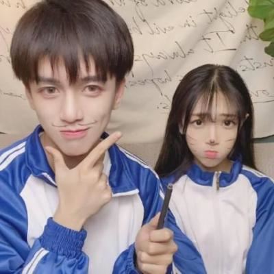 校园情侣头像校服一对 情侣头像学生校服版的一对