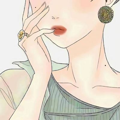 手绘头像女黑白大红唇 女生红嘴唇头像